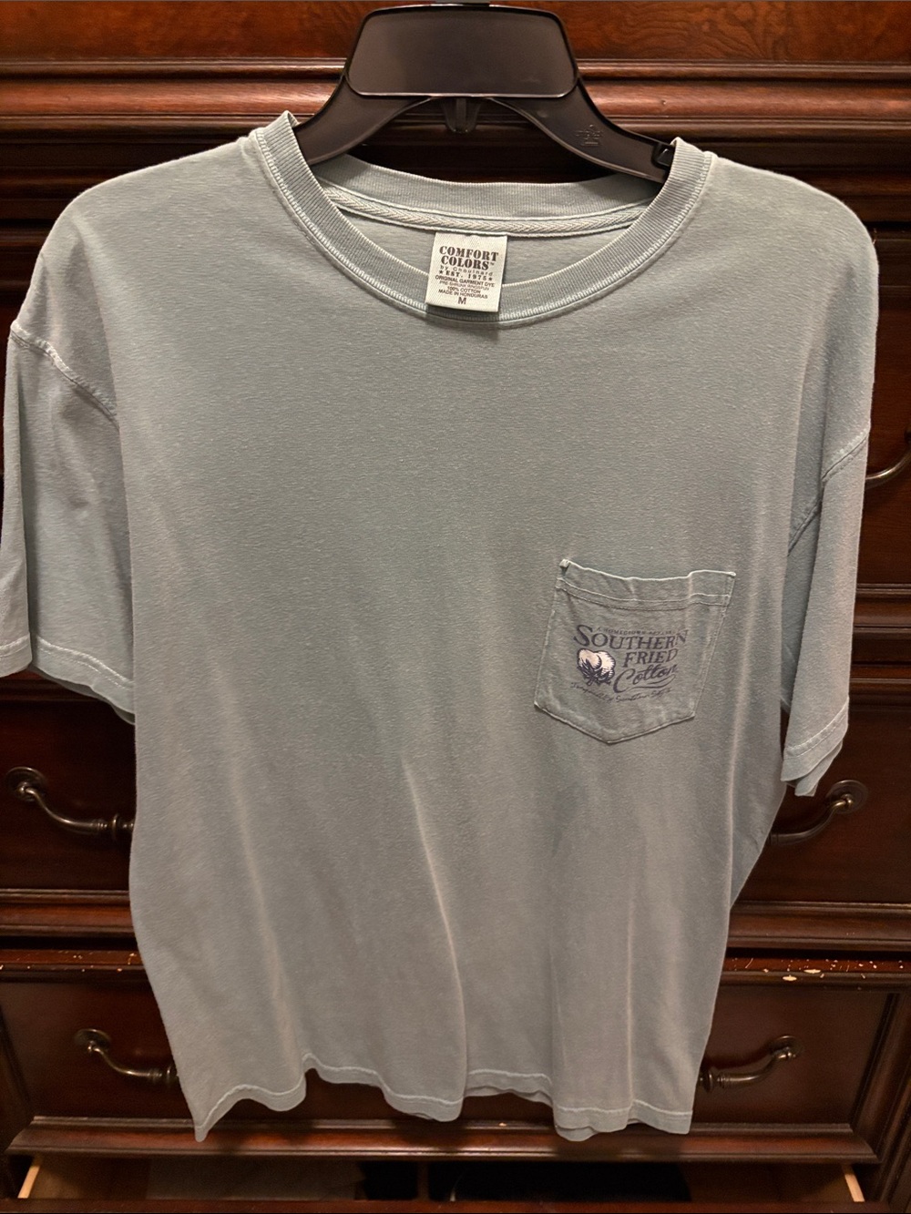 Southern Fried Cotton Light Blue Short‑Sleeve Pocket Tee- Medium